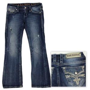 Rock Revival Womens Size 27 Effie Bootcut Jeans Distressed Thick Stitch Pockets